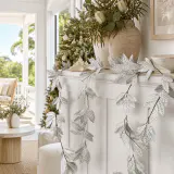 Guirlanda de folhas de veludo platinado (120cm)