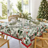 Toalha de Mesa de Natal Holly Fruta decorativa (150 x 220cm)