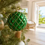 Bola de Natal de favo de mel verde (15cm)
