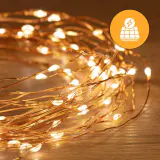 200 LED Solar e USB Luzes de fio branco quente (19.9m)