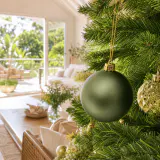 Bolas de Natal Inquebráveis Verde Exército kit com 4 unidades (8cm)