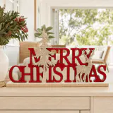 Placa de mesa Merry Christmas com acabamento aveludado
