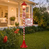 LED Poste de luz solar de metal feliz Natal