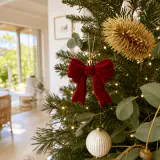 Ornamento de arco flocado vinho (10cm)