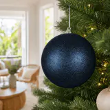 Bola de Natal Glitter Azul Marinho (20cm)
