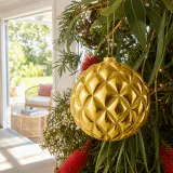 Bola de Natal de favo de mel dourado (15cm)