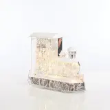 Motor de trem iluminado com suporte para cena de inverno