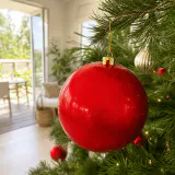 Bola de Natal Pérola Vermelho (15cm)