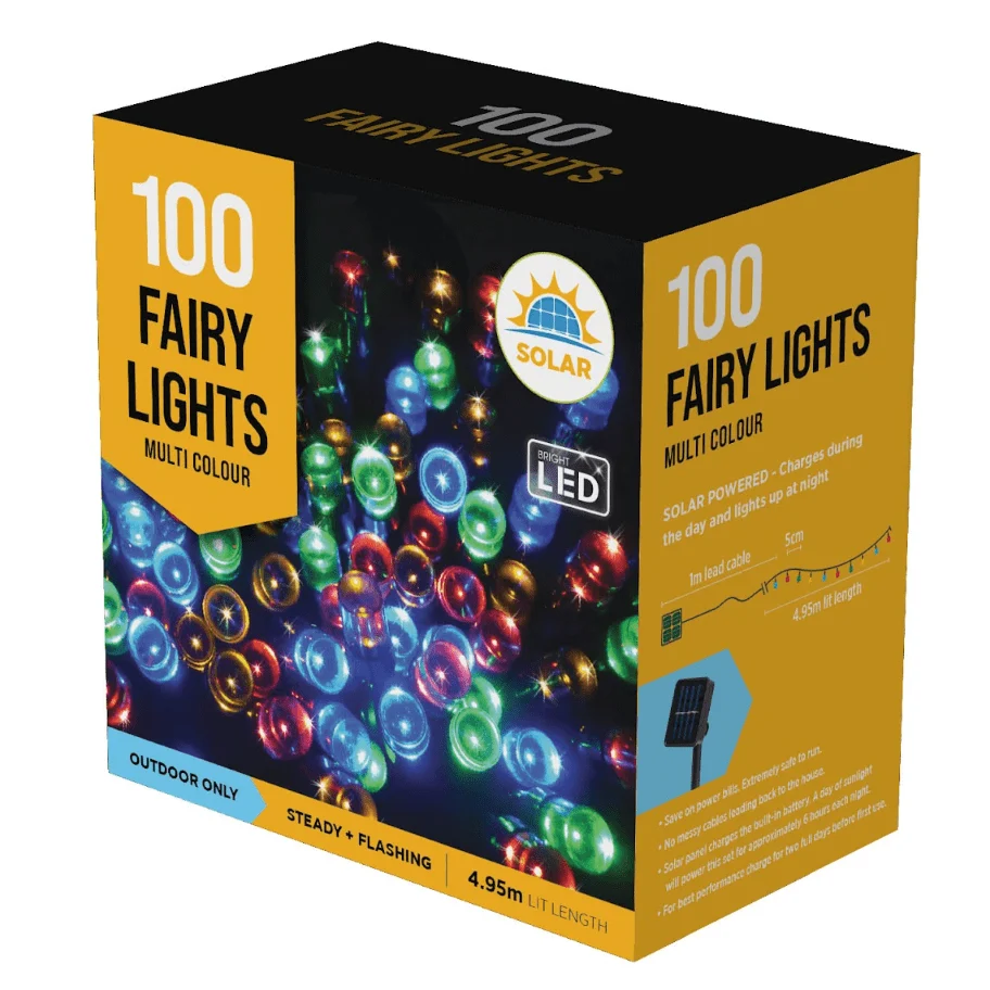 100 LED cordões de luzes solares múltiplas (4.95m)