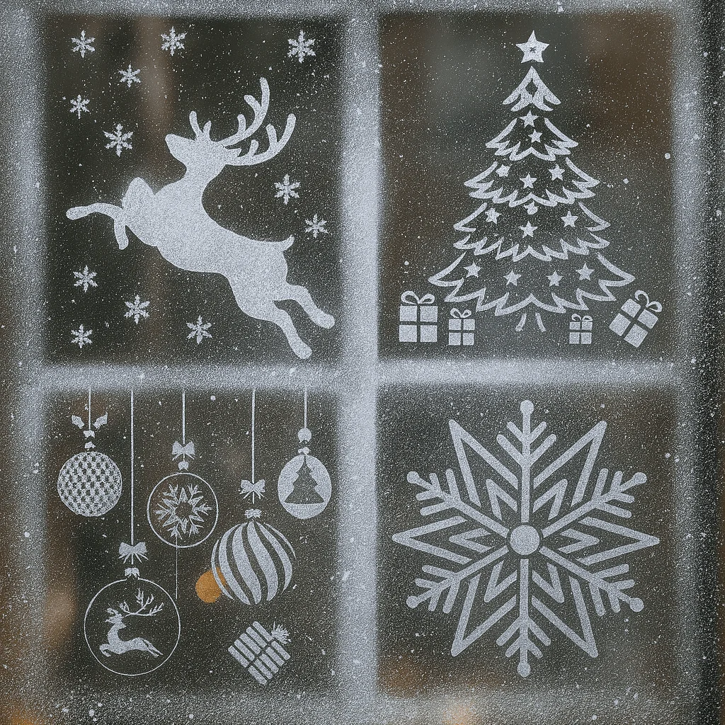 Estêncil de spray de neve de Natal sortido (60cm)