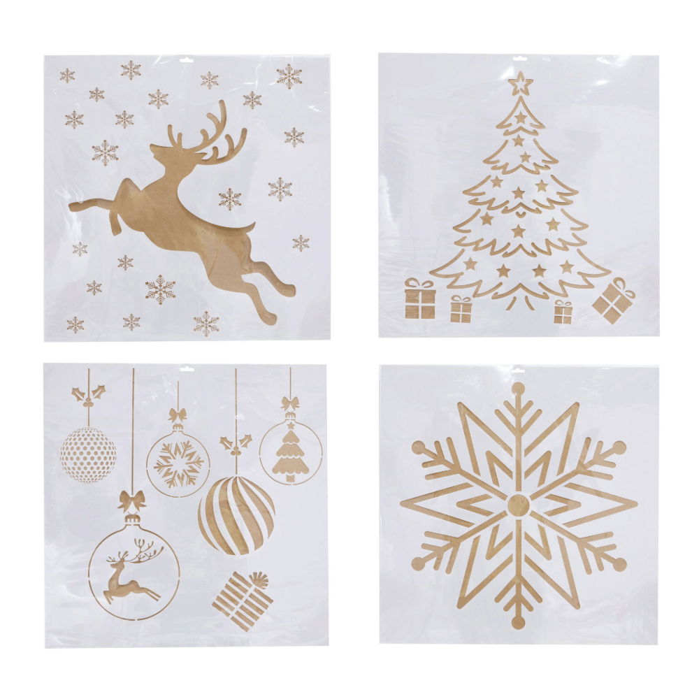 Estêncil de spray de neve de Natal sortido (60cm)